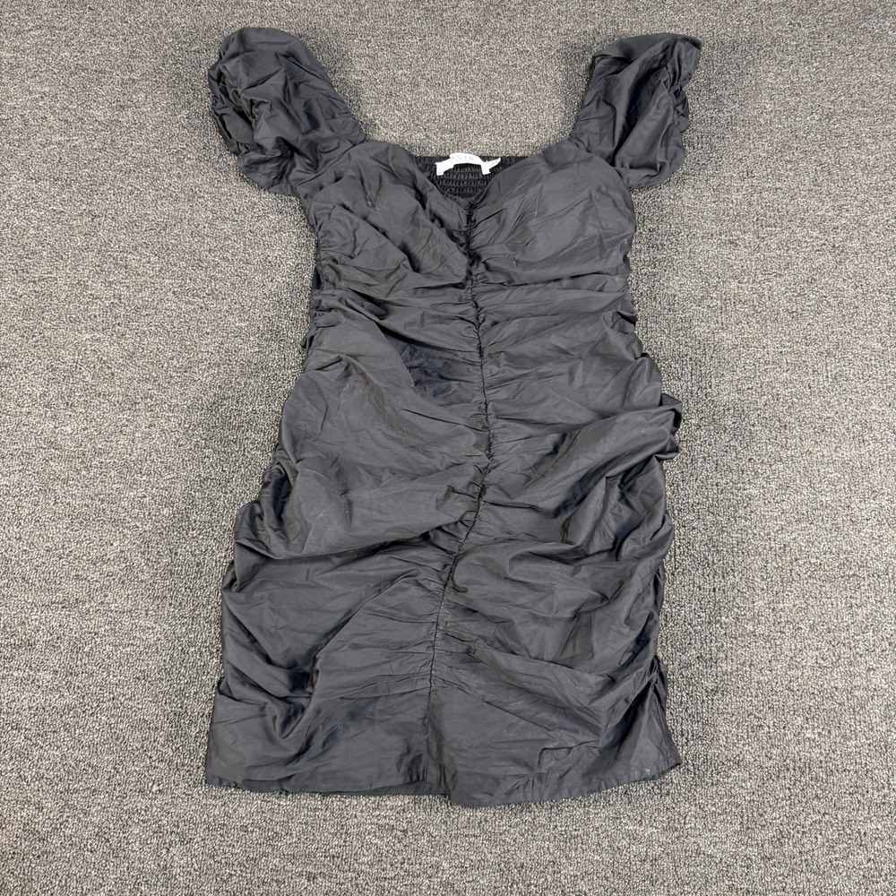 ASTR The Label Dress Womens S ACDR100875 Black Ruched Puff Sleeve EUC